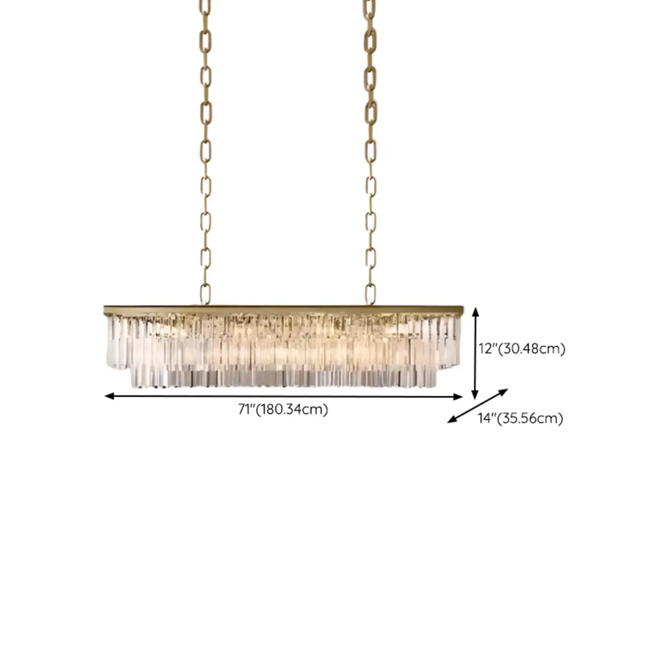 Modern Island Light 2 Tier Transparent Glass in Linear Shape