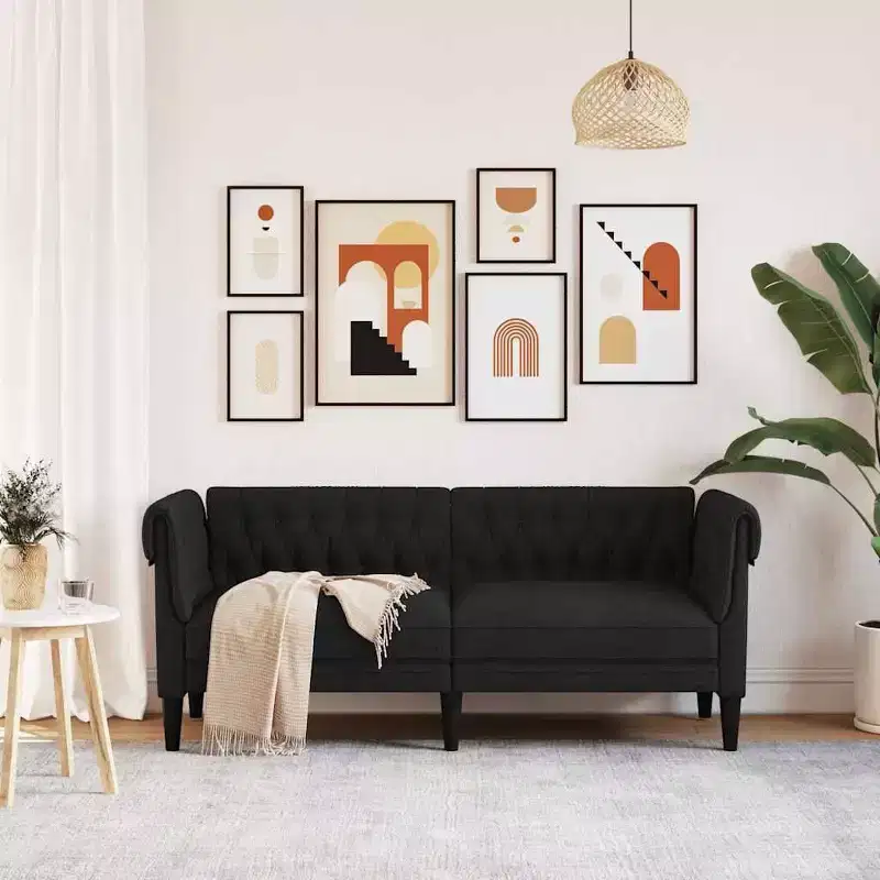 vidaXL Chesterfield Sofa Black
