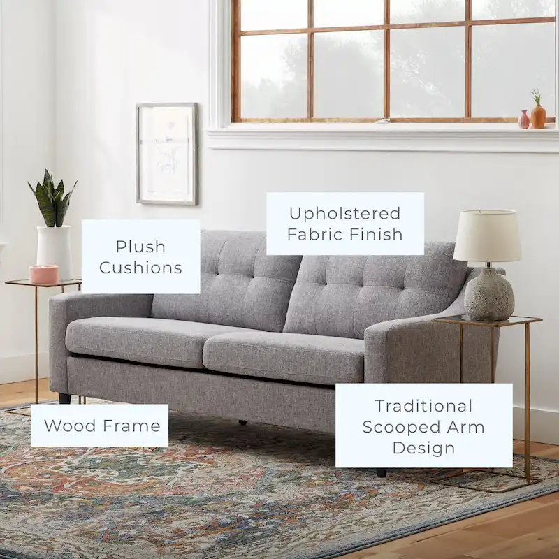 Brookside Ellen 75 Upholstered Scooped Arm Sofa