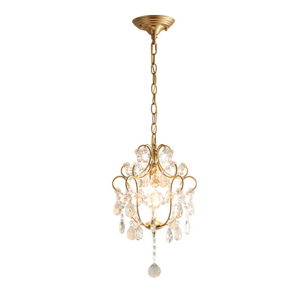 Elegant Gold Crystal Mini Kitchen Pendant Light Adjustable Chain
