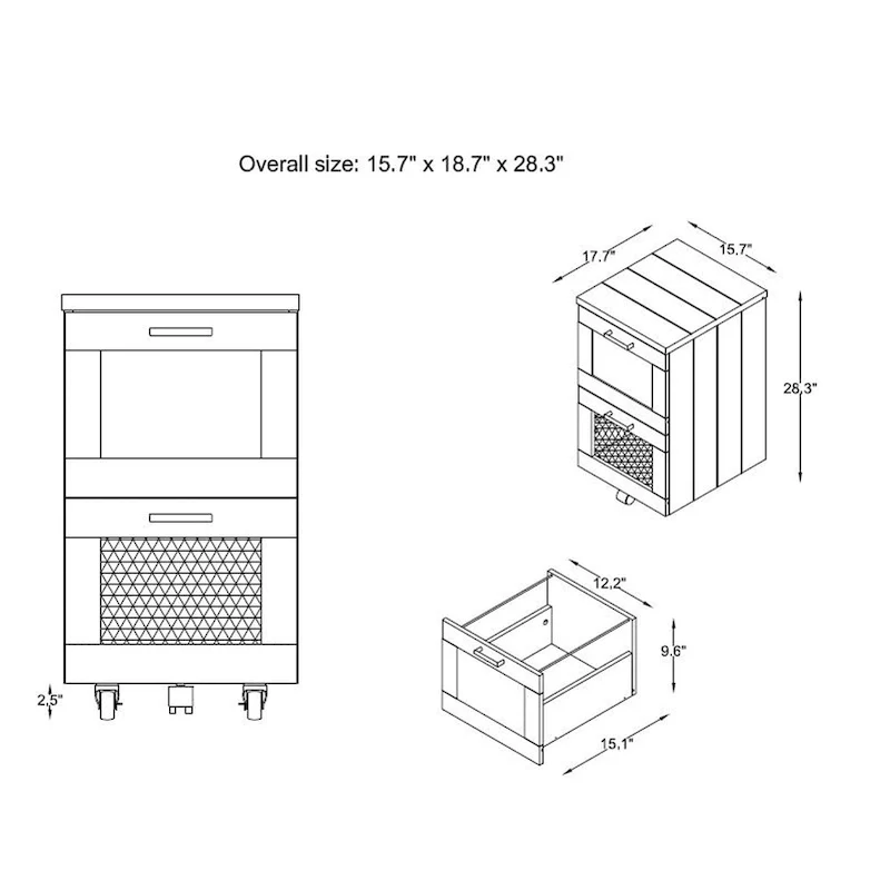 Rustic Grey 2-Drawer File Cabinet
