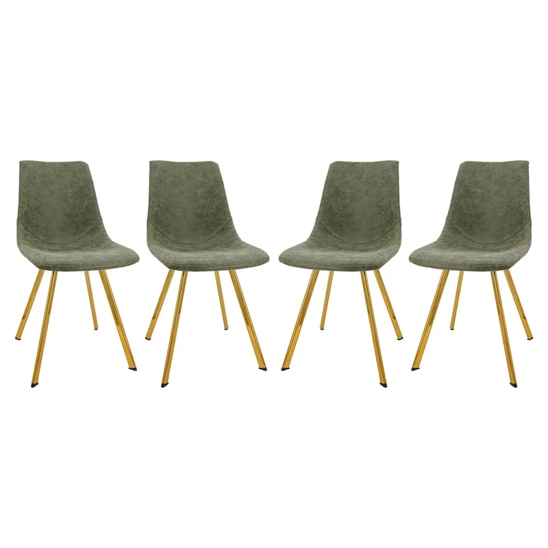 Markley Leather Dining Chair With Gold Metal Legs Modern Accent Side Chair