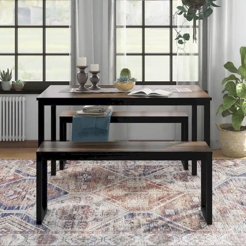 Rhese Transitional Metal 3-Piece Dining Table Sets by Furniture of America