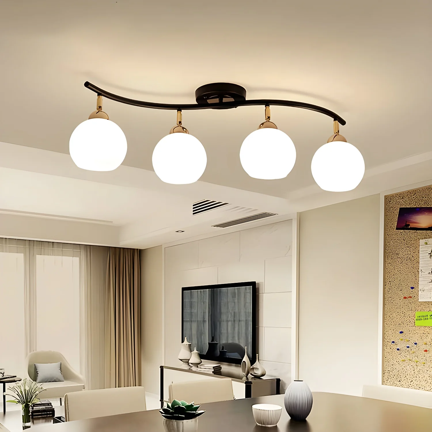 Modern Curved White Glass Dome Semi Flush Track Light