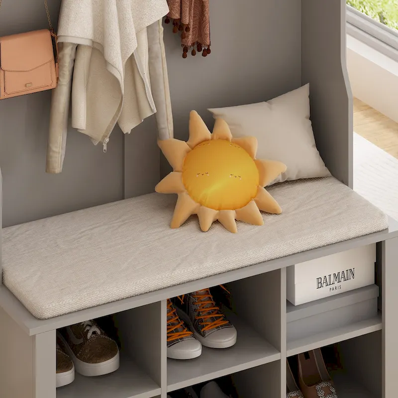 Cubby Wide Hall Tree With Bench Coat Hook 17.3 D x 39.8 W x 67.1 H