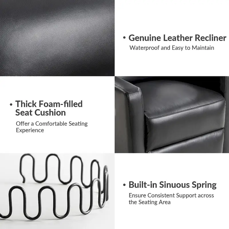 Josefa Modern Genuine Leather Swivel Rocker Recliner Set of 2 by Hulala Home