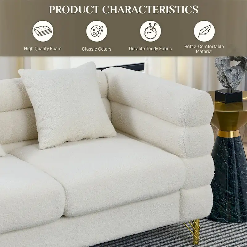 Teddy Fabric Modern Sectional Sofa L-Shape/2/3/4 Seater