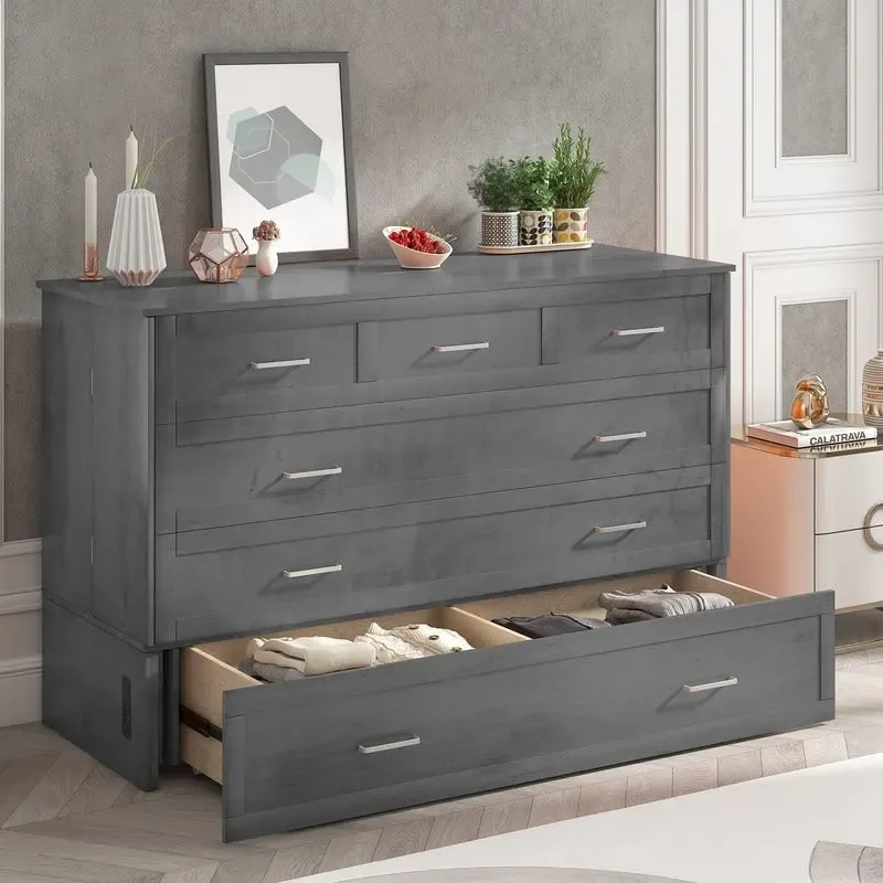 Mixoy Murphy Bed Cabinet Bed Chest with Mattress & Drawer