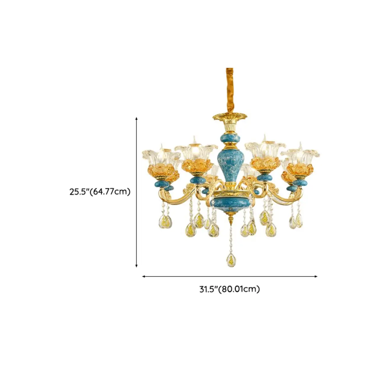 Large Luxury Brass Flower Shape Clear Glass Chandelier
