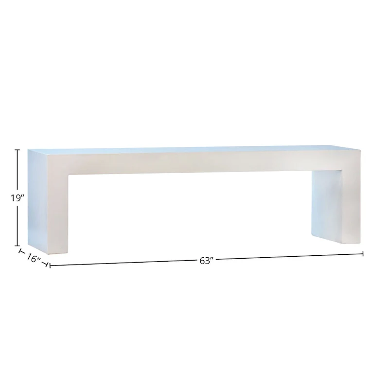 Layla 63-inch Indoor-Outdoor White Concrete Waterfall Bench - N/A