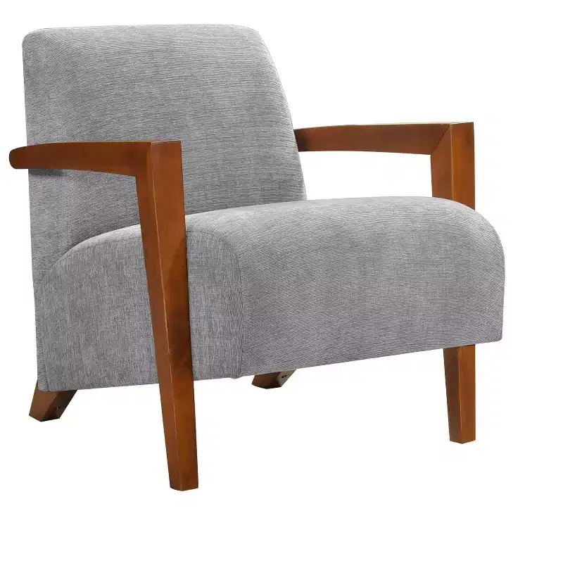 GDFStudio Nolan Mid-Century Modern Wood Chenille Upholstered Accent Chair
