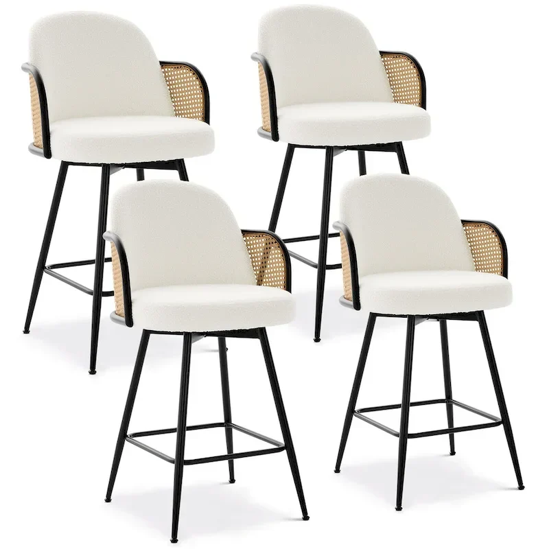 26-Inch Fabric Upholstered Swivel Counter Height Bar Stools - 38.2 H x 21.5 W x 23.2 D