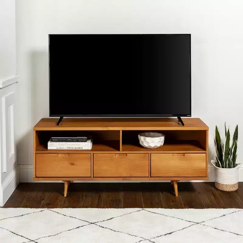 Mid-Century Modern 3 Drawer TV Stand for TVs up to 65