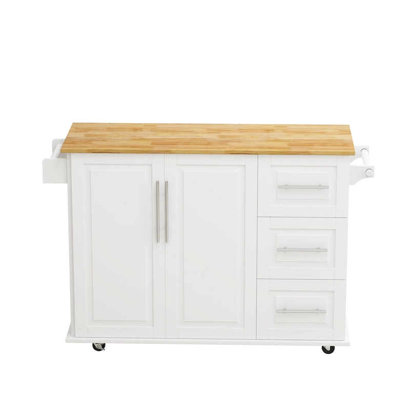 Kitchen Island Cart With 2 Door Cabinet And Three Drawers(no include stool)