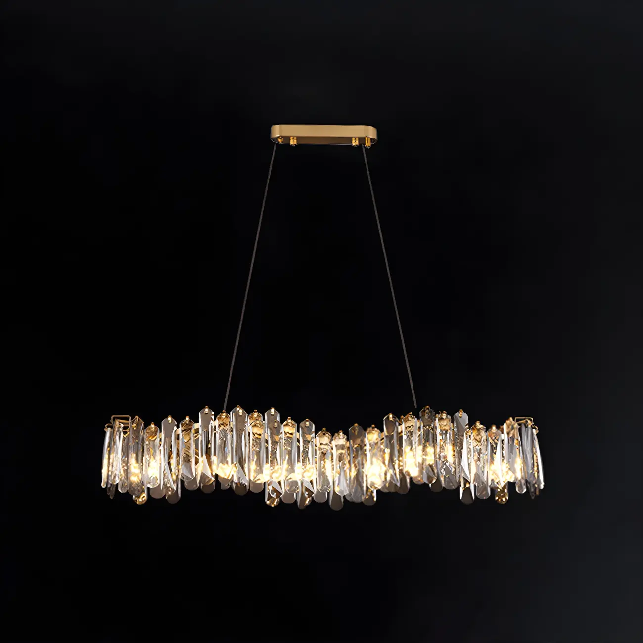 Elegant Grey Crystal Linear Island Pendant Light