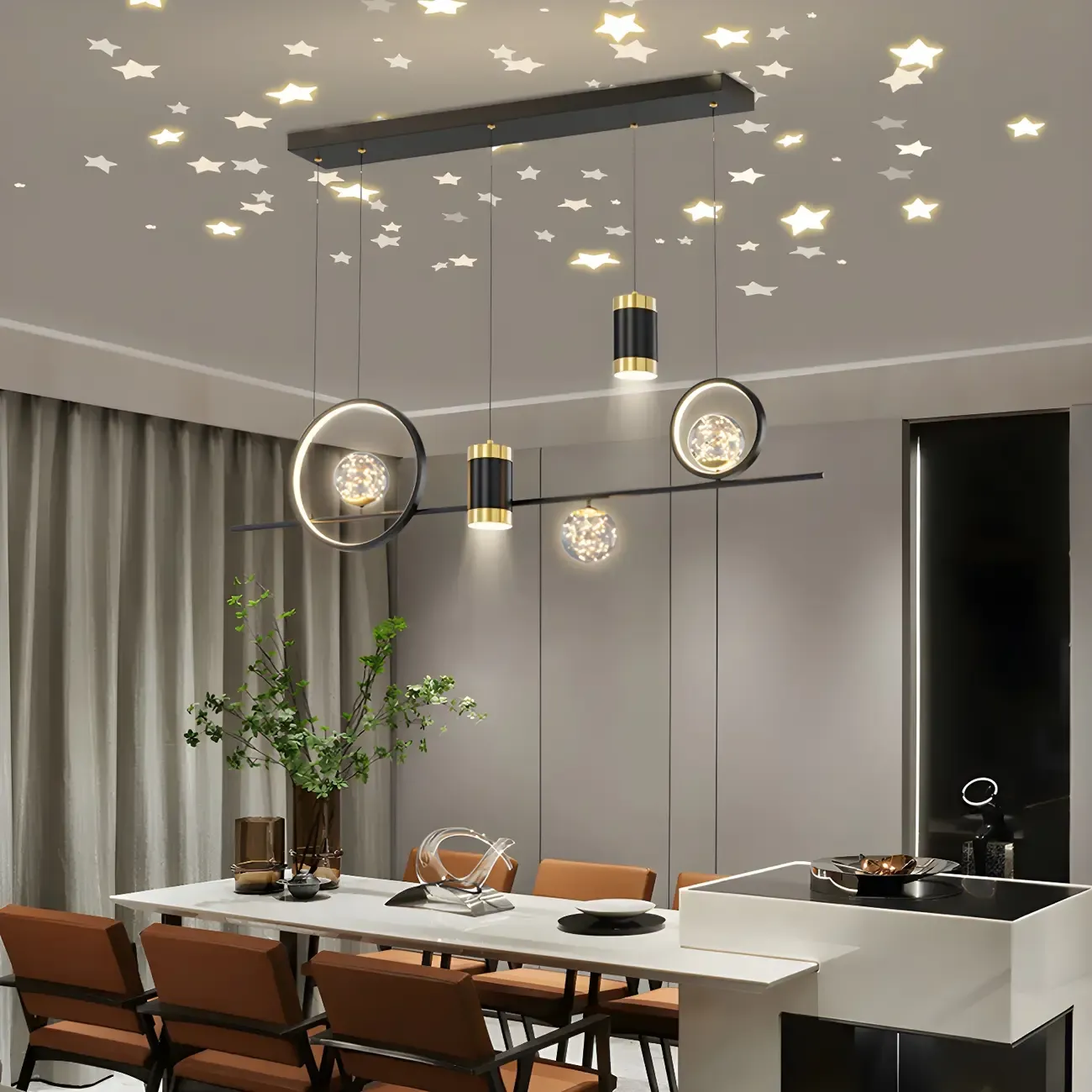 Trendy Modern Metal Cylinder Multi-Light Pendant
