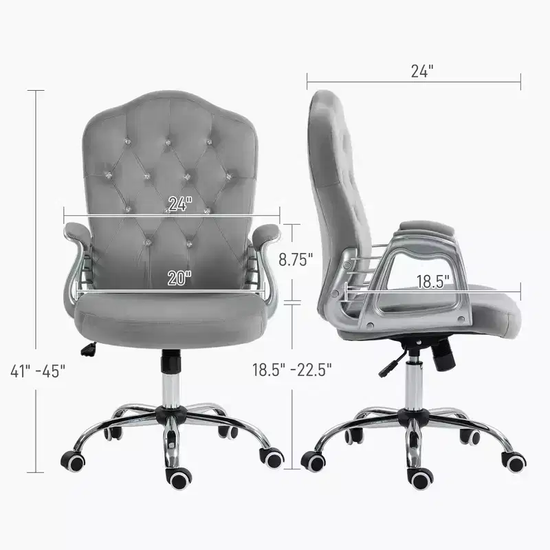 Velvet Office Chair Desk Chair with 360 Degree Swivel Wheels Adjustable Height Tilt Function