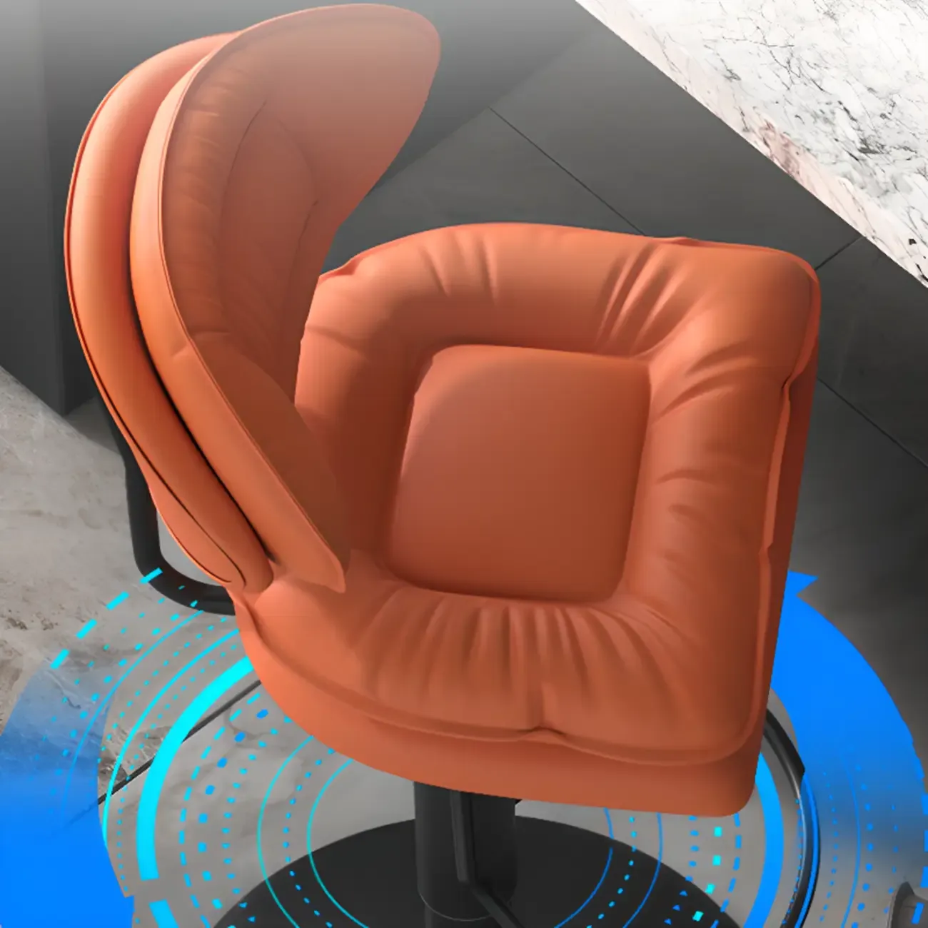 Modern Low Back Bar Chair Adjustable Swivel PU Leather