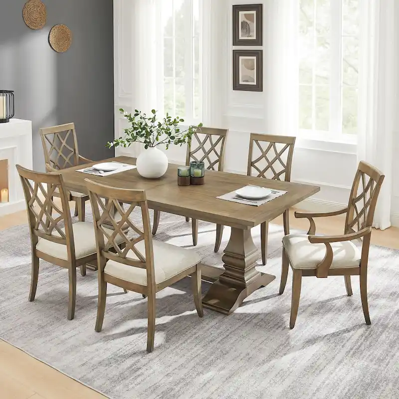Modern Dining Chairs with Armrests and Upholstered Seat - 2 Pack