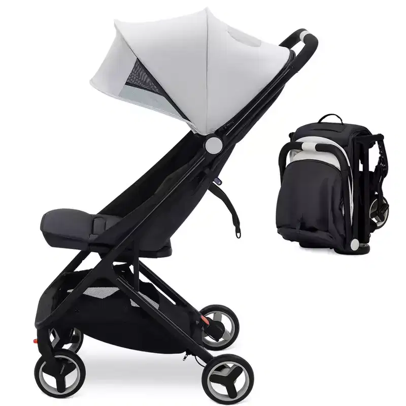 Compact Triple Folding Stroller for Kids, Lightweight Portable Baby Stroller with Canopy for Travel and Daily Use