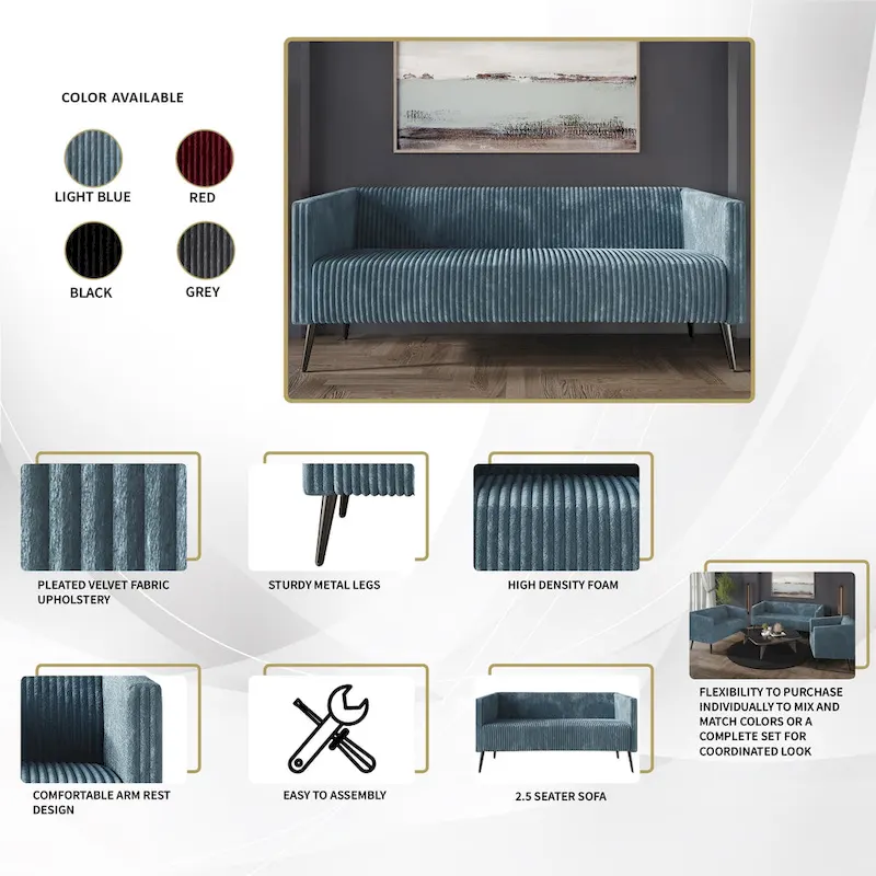 CraftPorch Corduroy Modern and Glamorous Velvet Upholstered Sofa