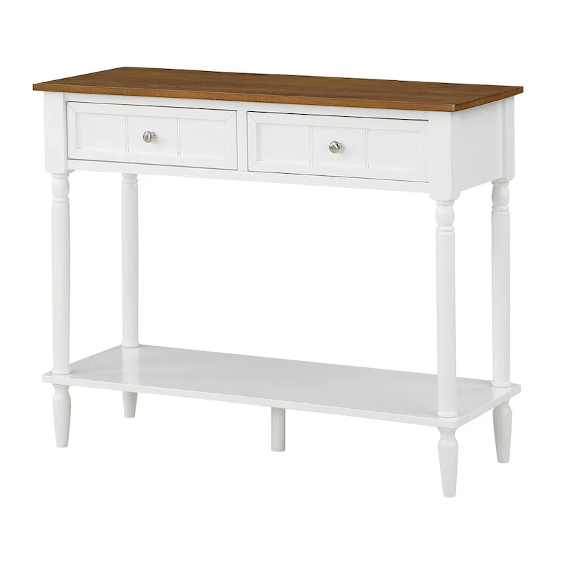 French Country 2 Drawer Hall Table with Shelf