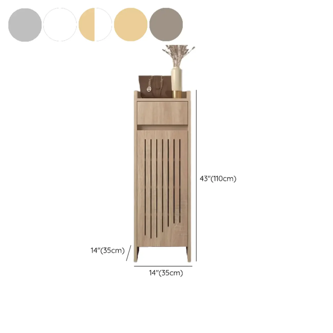Modern Slim Wood Beige Entryway Shoe Cabinet