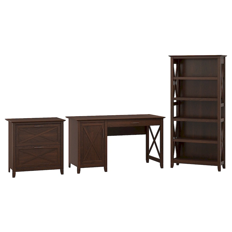 Key West 54W Computer Desk with Cabinet and Bookcase by Bush Furniture
