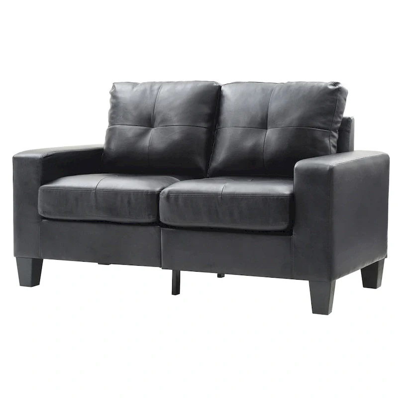 Newbury 58 in. W Flared Arm Faux Leather Straight Sofa - 32L x 58W x 36H