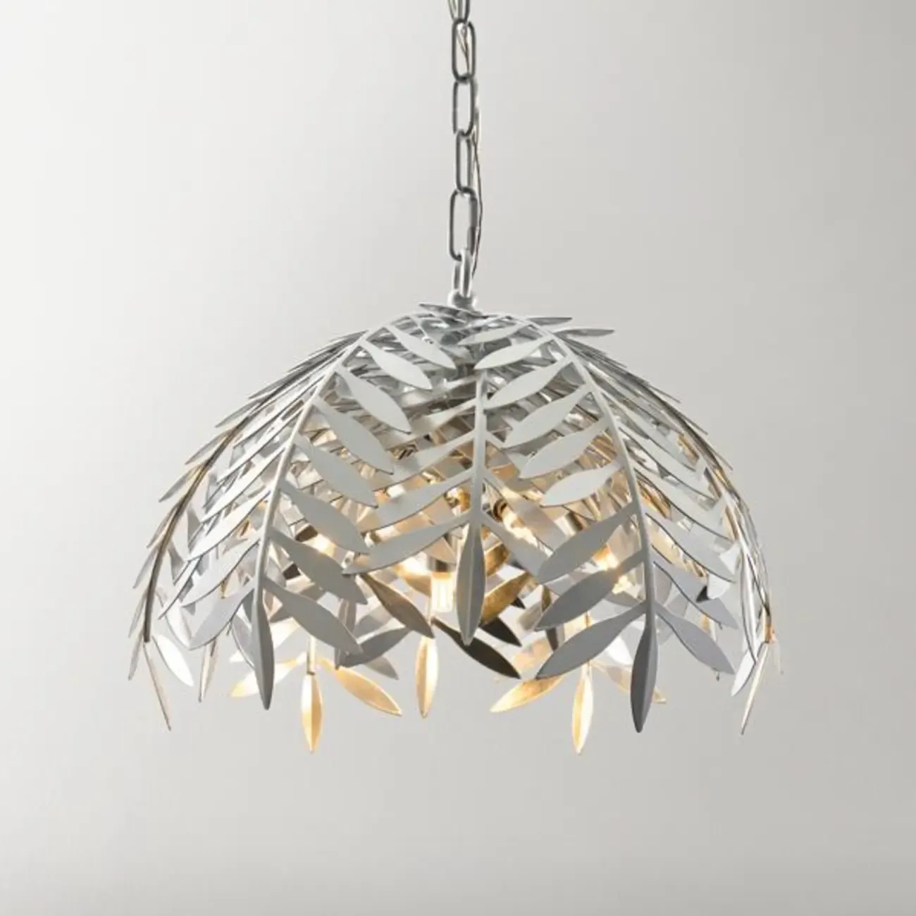 Modern Metal Silver Leaf Shape Pendant Light