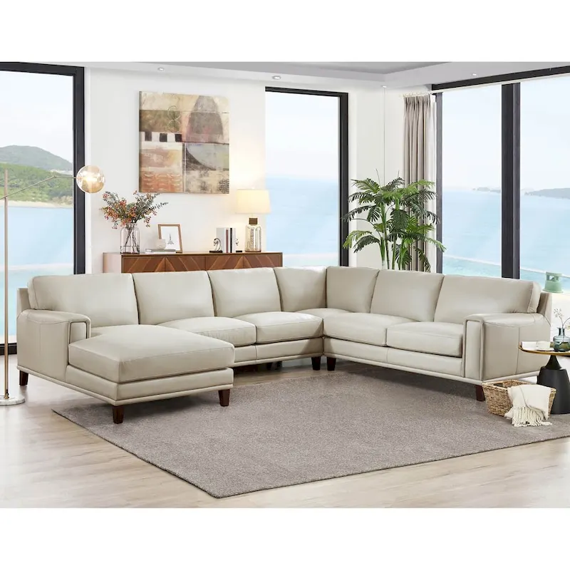 Hydeline Hayward Top Grain Leather Sectional Sofa with Chaise