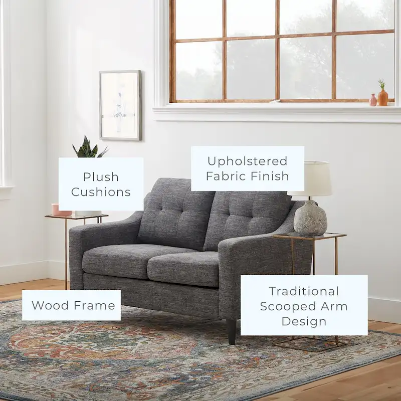 Brookside Ellen 54 Upholstered Scooped Arm Loveseat