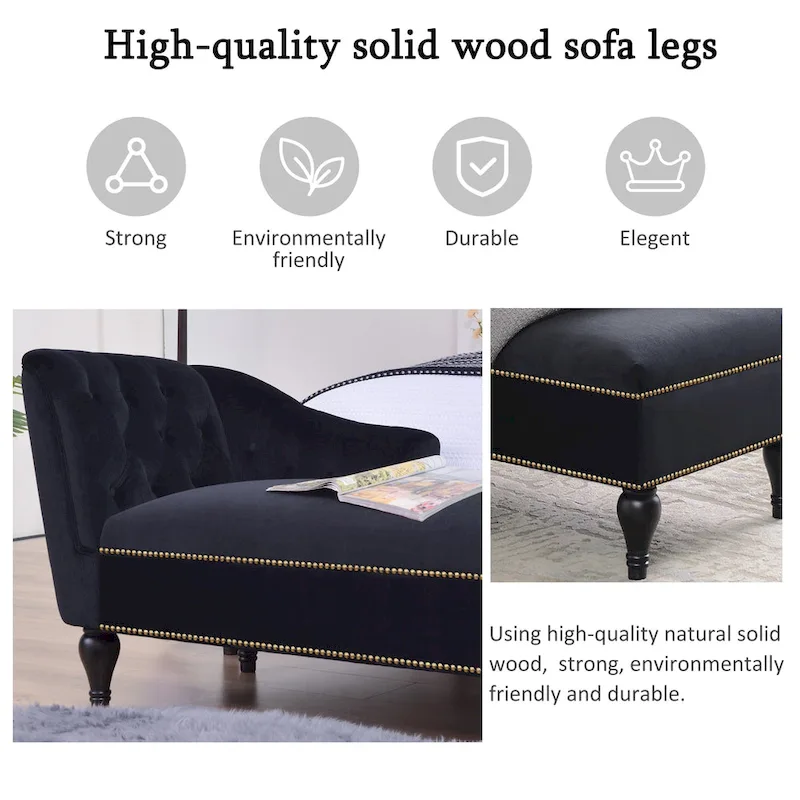 [New+Video] 58Velvet Chaise Lounge - 26.50 x 58.00 x 28.60