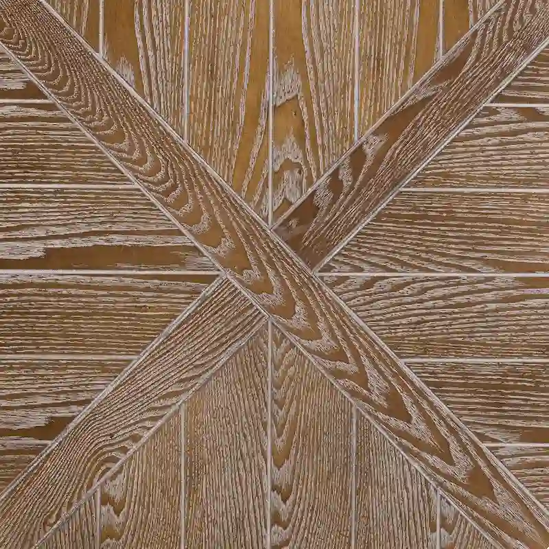 Industrial style round wooden coffee table with shelves