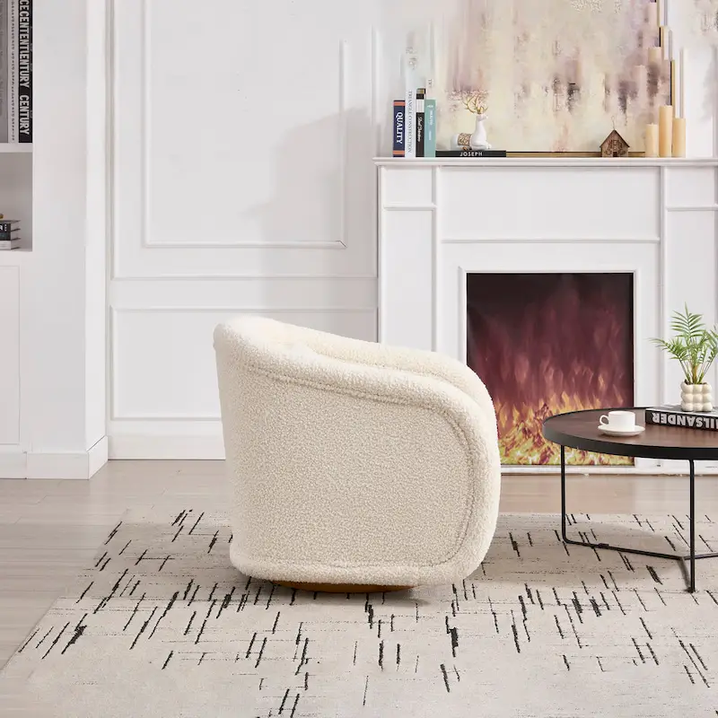 Swivel Accent Chair, 360-degree Swivel Barrel Chair with Velvet Fabric Upholstery, Comfy Pumpkin-Shaped Swivel Chair