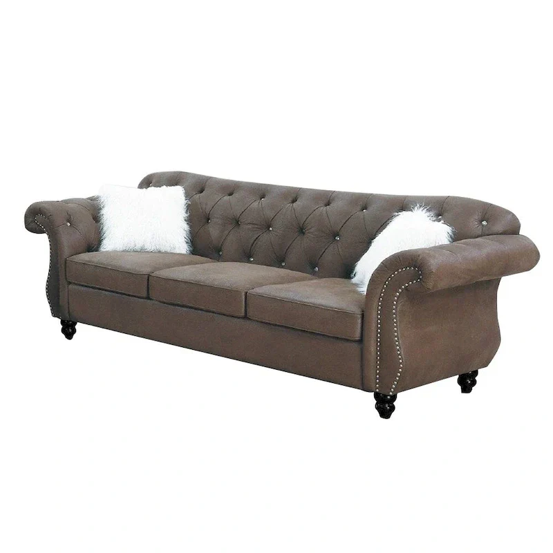 Living Room Sofa with Button Tufted Back