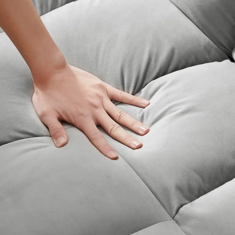 Modern Velvet Loveseat Futon Sofa Couch Pullout Bed,Small Love Seat