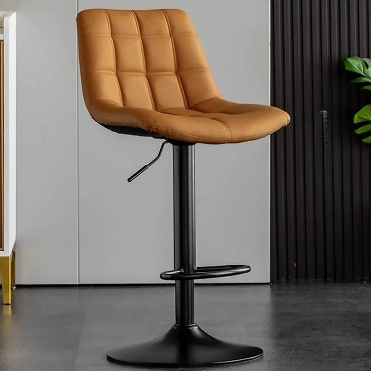 Glam Faux Leather Swivel Adjustable Bar Stools