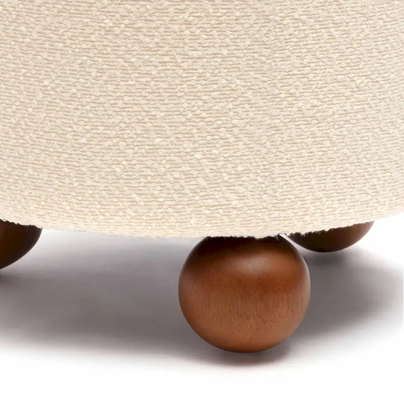 Chocolate Brown Boucle Upholstered Stool - Small