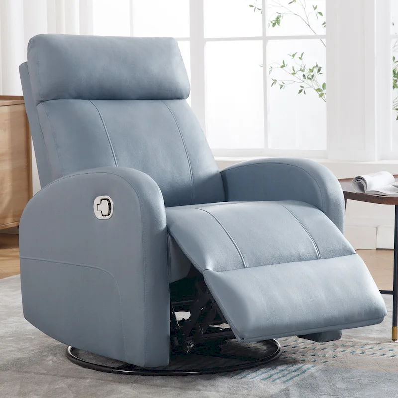 Faux Leather Swivel Rocking Recliner - Single Seater