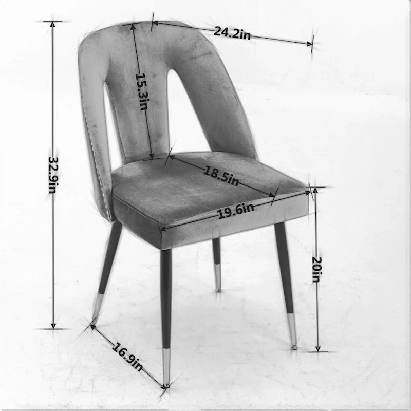 Modern Upholstered Dining Chairs with Nailheads and Metal Legs