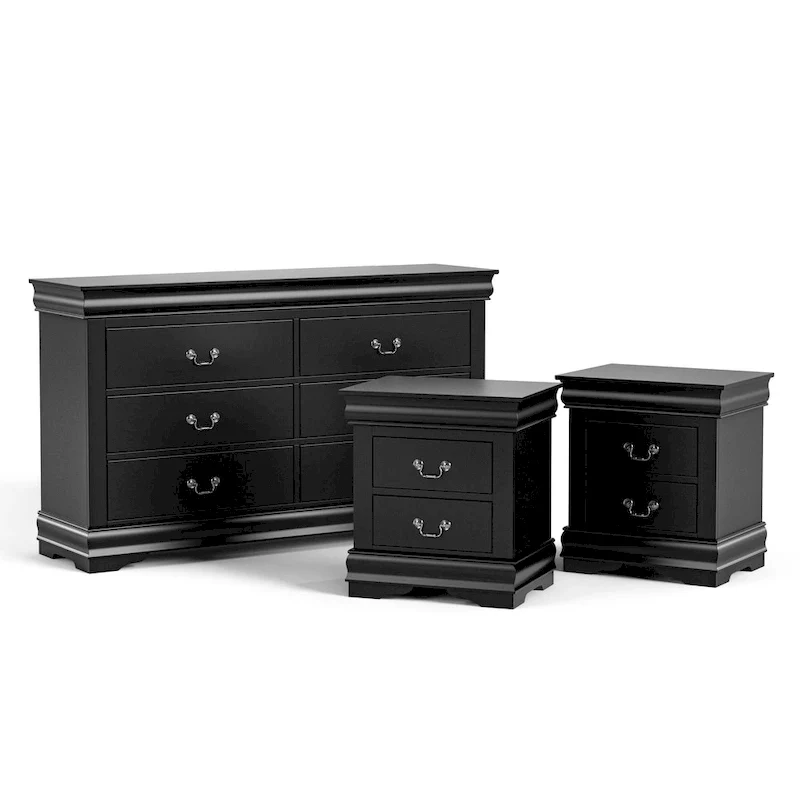 Devi Traditional Solid Wood Nightstand and Dresser