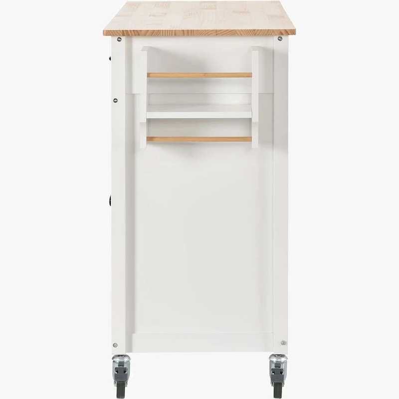 Kitchen Island Cart with Solid Wood Top and Locking Wheels