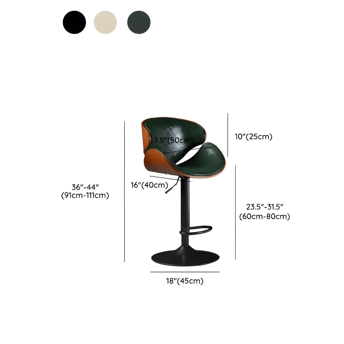 Modern Adjustable Leather Swivel Bar Stools with Backs