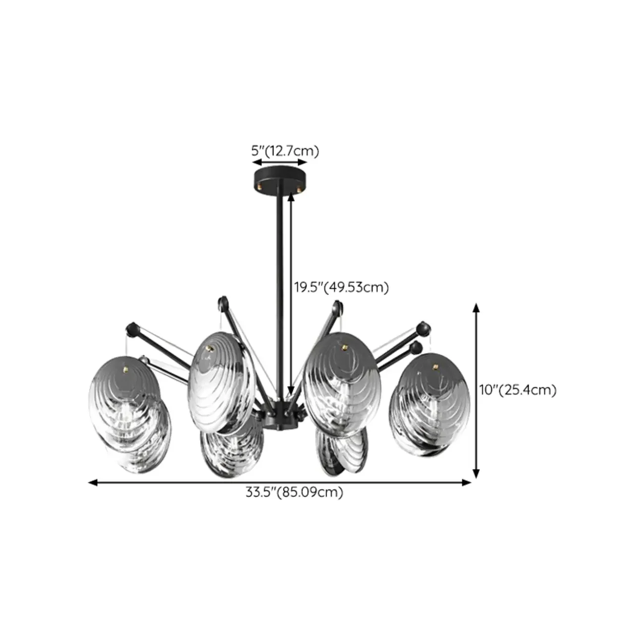 Modern Gray Metal Silver Shell Adjustable Chandeliers