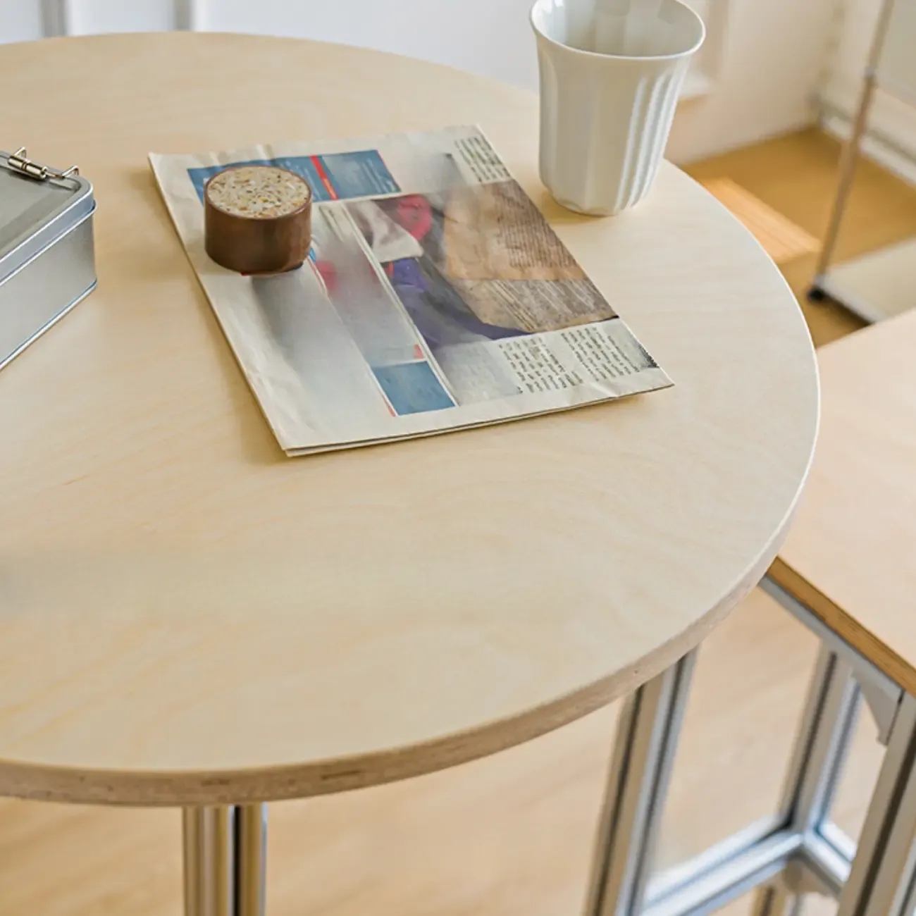 Modern Natural Wood Silver Metal Cross Legs Bar Tables