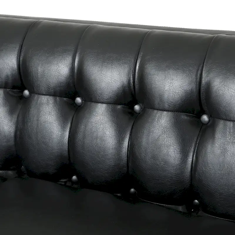 Pondway Faux Leather Tufted 3 Seater Sofa by Christopher Knight Home