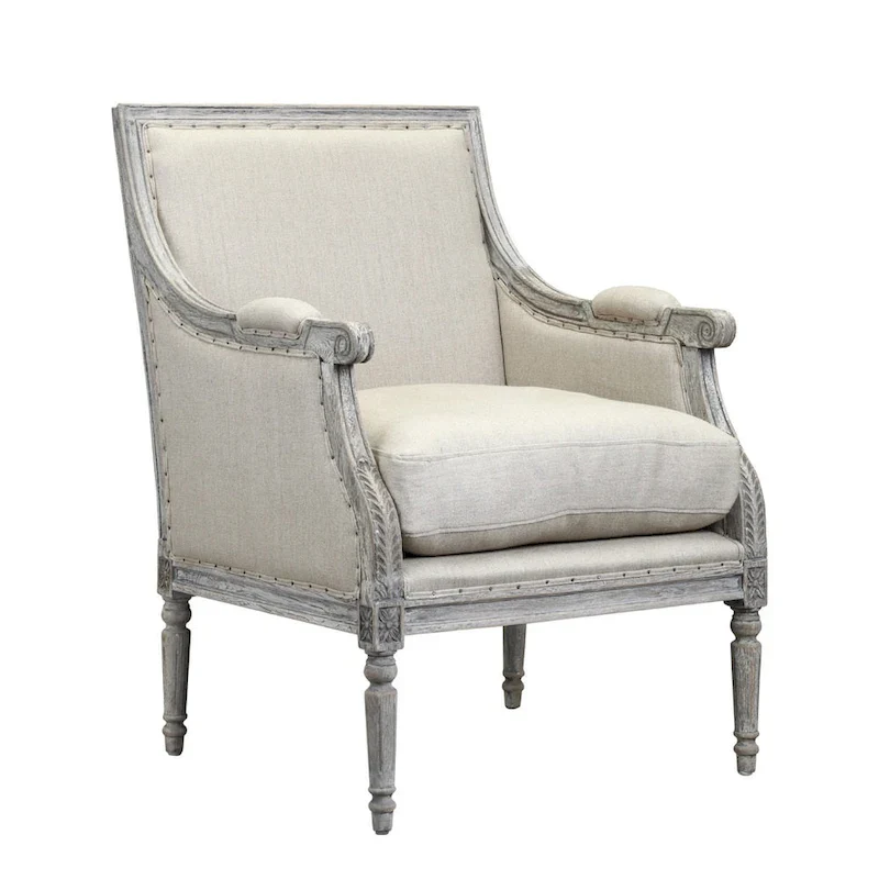 Off White Wood Arm Chair
