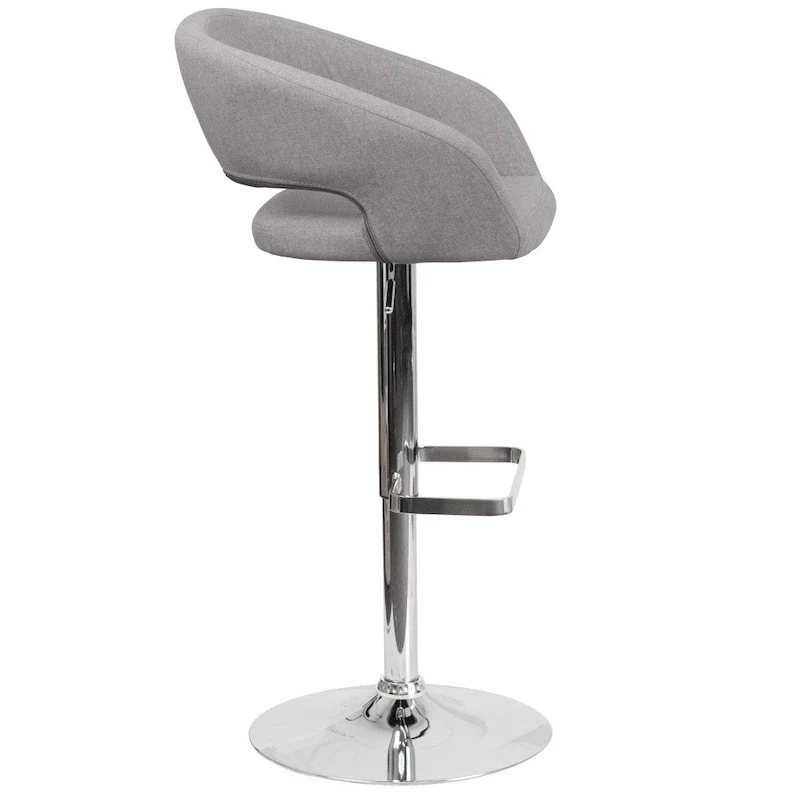 Modern Upholstered Adjustable-Height Barstool with Rounded Back