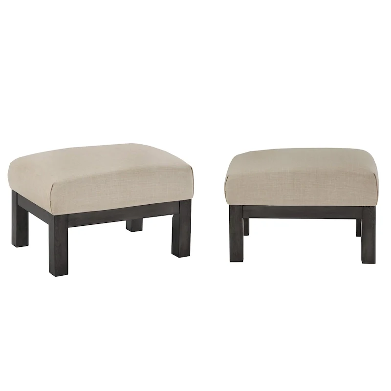 Mission-Style Solid Wood Ottoman with Upholstered Cushion